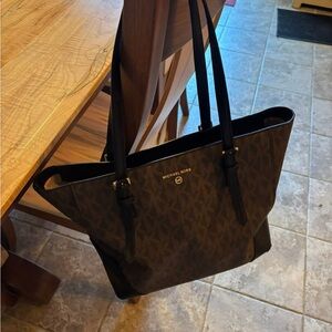 Michael Kors Black and Brown Tote Bag
